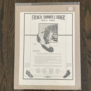 Antique 1926 Men’s Shoes - French, Shriner & Urner - Newspaper Advertisement
